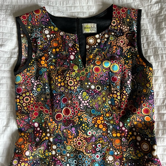 Mandala Design Cotton Dress - Size Small - Black Dot Pattern - Picture 6 of 10